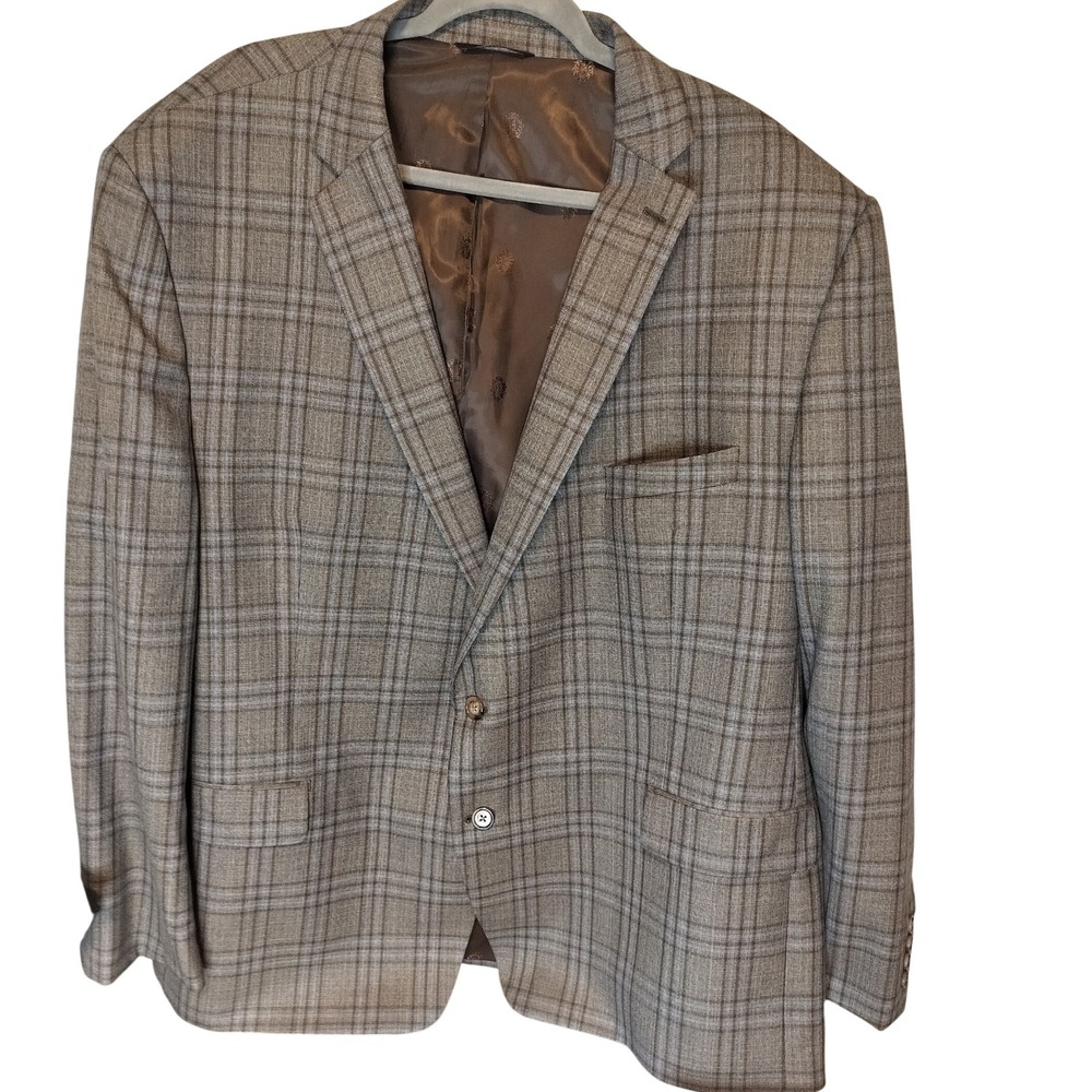 Ralph Ralph Lauren Mens 52R‎ Brown Glen Plaid Wool Blend 2-Button Sport Coat